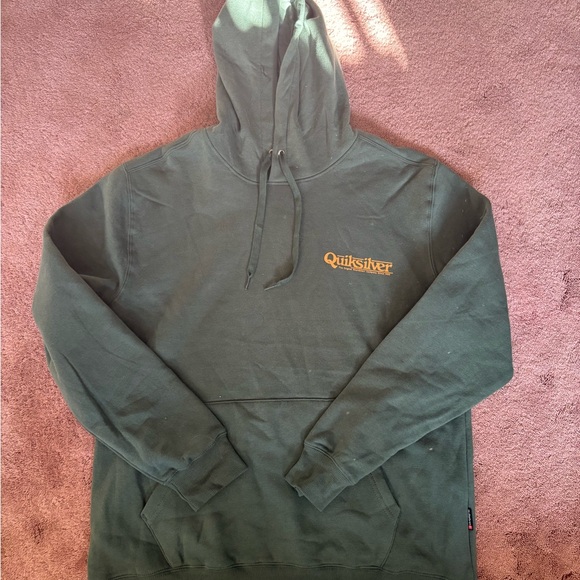NWT Quiksilver Green‎ Hooded Sweatshirt with Partial Zip - Picture 1 of 6